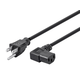 Monoprice Right Angle Power Cord - NEMA 5-15P to Right Angle IEC 60320 C13, 18AWG, 10A/1250W, SVT, 125V, Black, 3ft