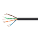 Monoprice Cat6 1000ft Black Outdoor Bulk Cable, Solid (w/spine), Watertap Direct Burial, UTP, 23AWG, 550MHz, Pure Bare Copper, Spool, No Logo, Bulk Ethernet Cable