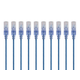 Monoprice SlimRun Cat6A Ethernet Patch Cable - Snagless RJ45, UTP, Pure Bare Copper Wire, 10G, 30AWG, 1ft, Blue, 10-Pack