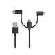 Monoprice Apple MFi Certified USB to USB Micro Type-B + USB Type-C + Lightning 3-in-1 Charge and Sync Cable, 3ft Black