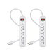 2-Pack 6 Outlet Surge Protector Power Strip with 1.5ft Cord, 400 Joules, White
