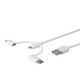 Monoprice Apple MFi Certified USB to USB Micro Type-B + USB Type-C + Lightning 3-in-1 Charge and Sync Cable, 3ft White