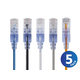 Monoprice SlimRun Cat6A Ethernet Patch Cable - Snagless RJ45, Stranded, UTP, Pure Bare Copper Wire, 30AWG, 50ft, 5-Color, 5-Pack