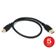 Monoprice USB Type-A to USB Type-B 2.0 Cable - 28/24AWG Gold Plated Black 1.5ft, 5-Pack