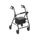 Aluminum Rollator Walker with Seat, Black - Rolling Walker for Seniors with Back Support, 6 Inch Wheels, 250lbs Support, Lightweight...