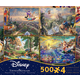 Aladdin, Beauty & the Beast, Little Mermaid, & Winnie the Pooh 4-in-1, 500 Piece Puzzles (Thomas Kinkade Disney Collecti