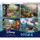 Cinderella, Mickey Mouse, Sleeping Beauty,& Snow White 4-in-1, 500 Piece Puzzles (Thomas Kinkade Disney Collection)