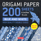 Origami Paper - 200 Sheets Blue and White Pattern 6