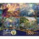 Jungle Book, Lion King, Princess & the Frog, & Tinker Bell & Peter Pan 4-in-1, 500 Piece Puzzles (Thomas Kinkade Disney