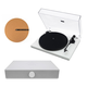 Andover Audio Spindeck Plug-and-Play Turntable with Speaker System and 12 Cork Turntable Slipmat - White