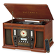 Victrola Aviator 8-in-1 Bluetooth Turntable & Multimedia Center with Built-in Stereo Speakers (Mahogany)