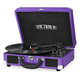 Victrola The Journey Bluetooth Suitcase Record Player with 3-speed Turntable (Purple Glitter)