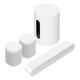 Sonos Immersive Set with Ray Compact Soundbar (White), Sub Mini Wireless Subwoofer (White), and Pair of One SL Wireless Streaming Speaker (White)