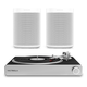 Victrola Stream Carbon Turntable with Pair of Sonos One SL Speaker (White)