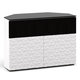 Salamander Chameleon Collection Milan 329 Twin Speaker Integrated Corner Cabinet (Geometric White with Black Glass Top)