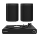 Victrola Stream Onyx Turntable with Pair of Sonos One Gen 2 Smart Speakers (Black)