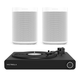 Victrola Stream Onyx Works with Sonos Wireless Turntable with 2-Speeds with Pair of Sonos One SL Speakers (White)