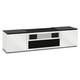 Salamander Chameleon Credenza Miami UST Media Cabinet - Gloss-White Doors and Sides, Black Solid Surface Top