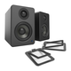Kanto YU2 Powered Desktop Speakers (Matte Black) with S2 Desktop Stands (Black)