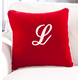 Monogramed Red Velvet Pillow 16 X 16, One Size