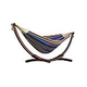 Vivere Double Cotton Hammock with Solid Pine Arc Stand | 8-Foot Tropical | C8SPCT-20