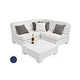 Ledge Lounger Signature Collection Sectional | 4 Piece Diamond White Base | Mediterranean Blue Standard Fabric Cushion | LLS-4PD-W-MS-4652