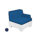 Ledge Lounger Affinity Collection Sectional | Left Armchair Piece White Base | Mediterranean Blue Standard Fabric Cushion | LL-AF-S-LA-SET-W-STD-4652