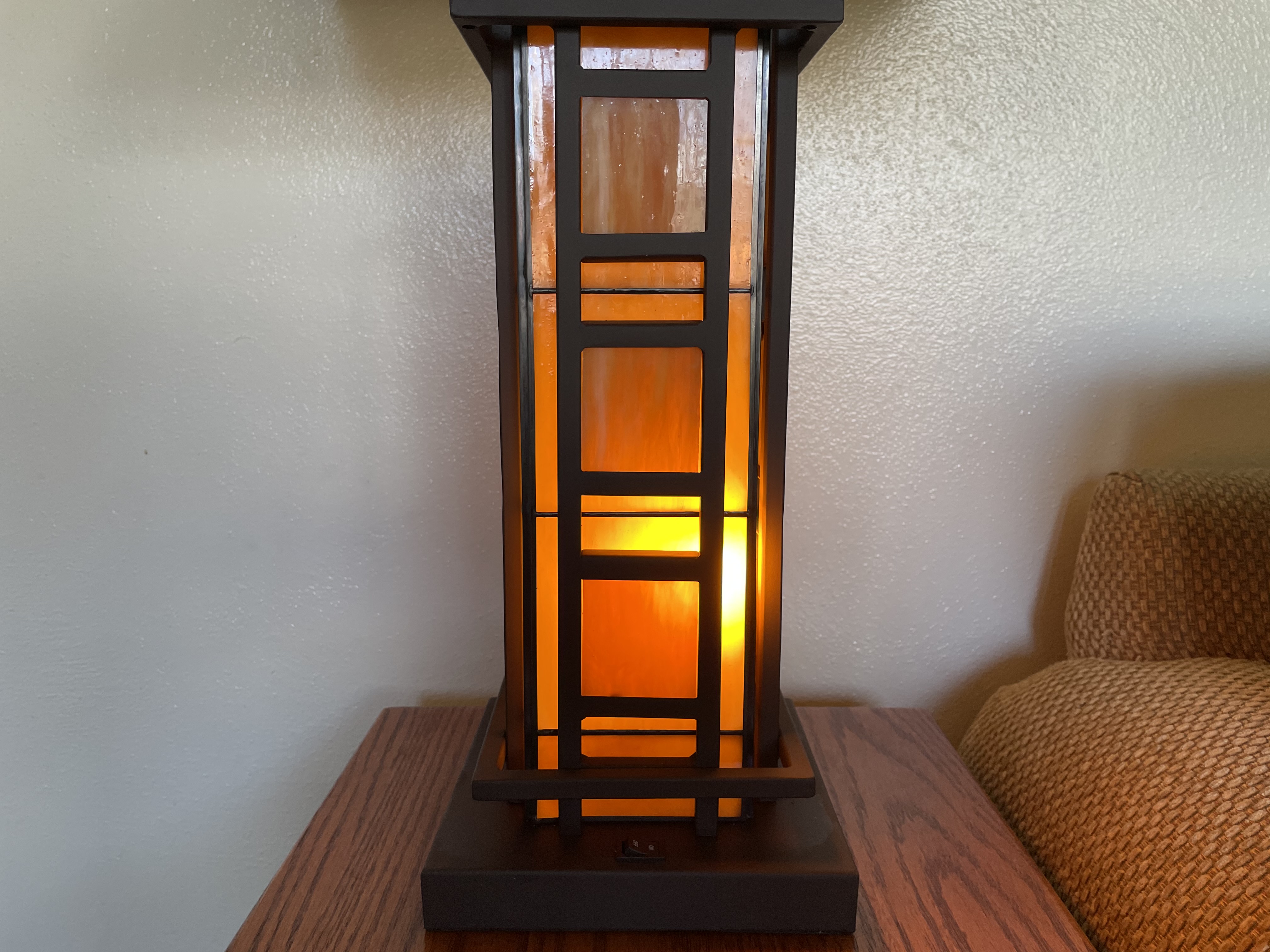 Robert Louis Tiffany Jamie Bronze Tiffany-Style Night Light Table 