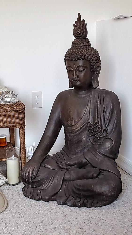 Sitting Buddha 42 High Gray Indoor-Outdoor Statue