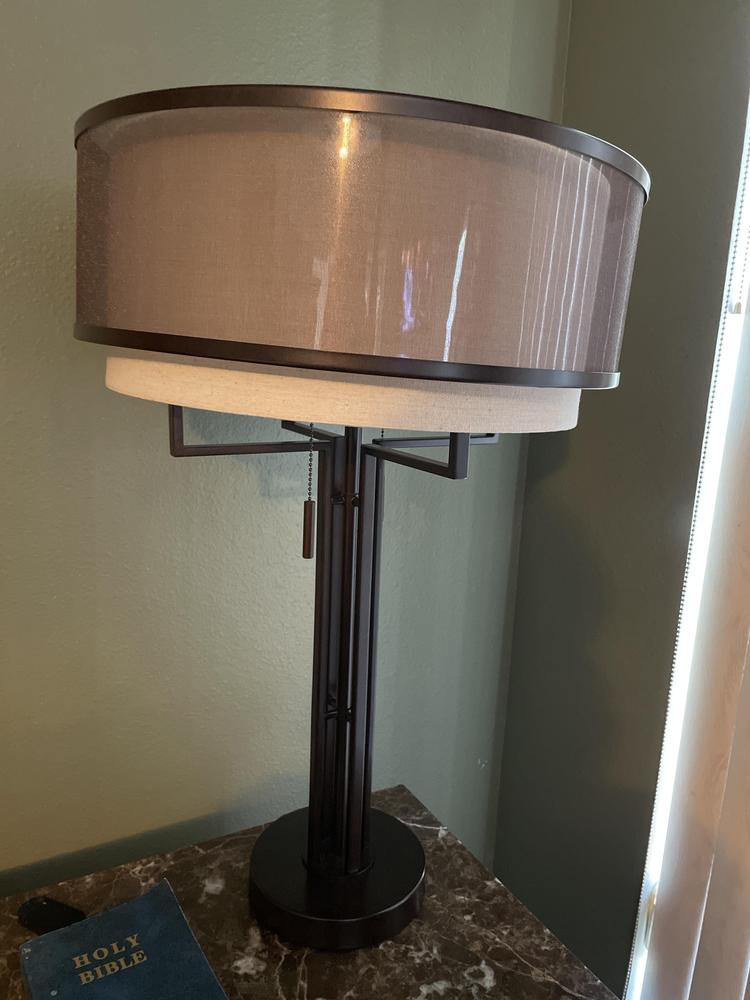 Andes double shade discount industrial table lamp