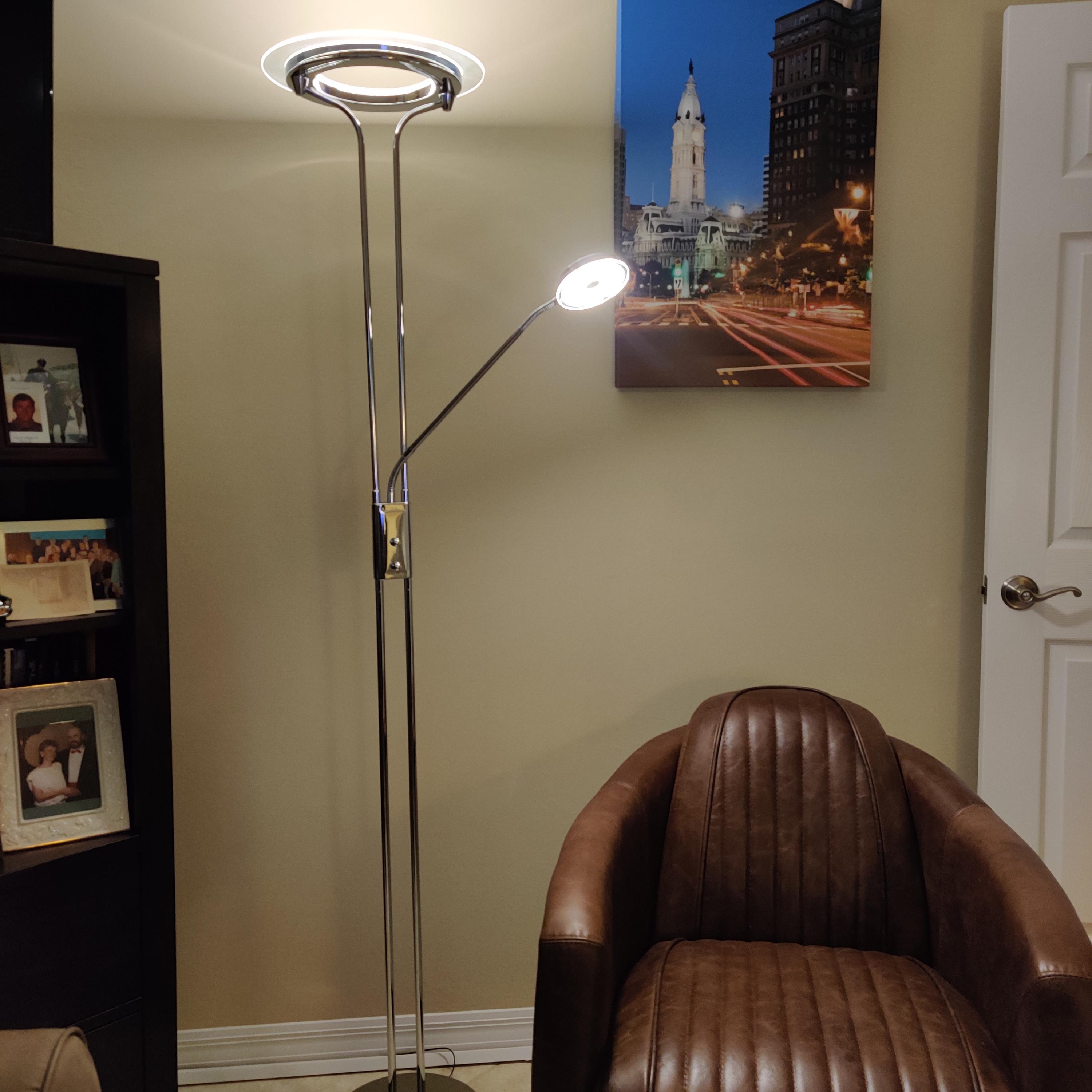 Perseus Chrome LED Torchiere Floor Lamp with Reading Light #7P666 Lamps  Plus