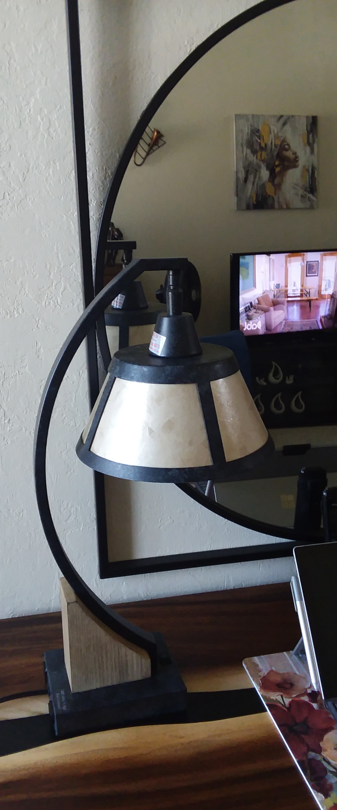 Franklin Iron Works Oak River 22 Mica Shade USB and Outlet Desk Lamp
