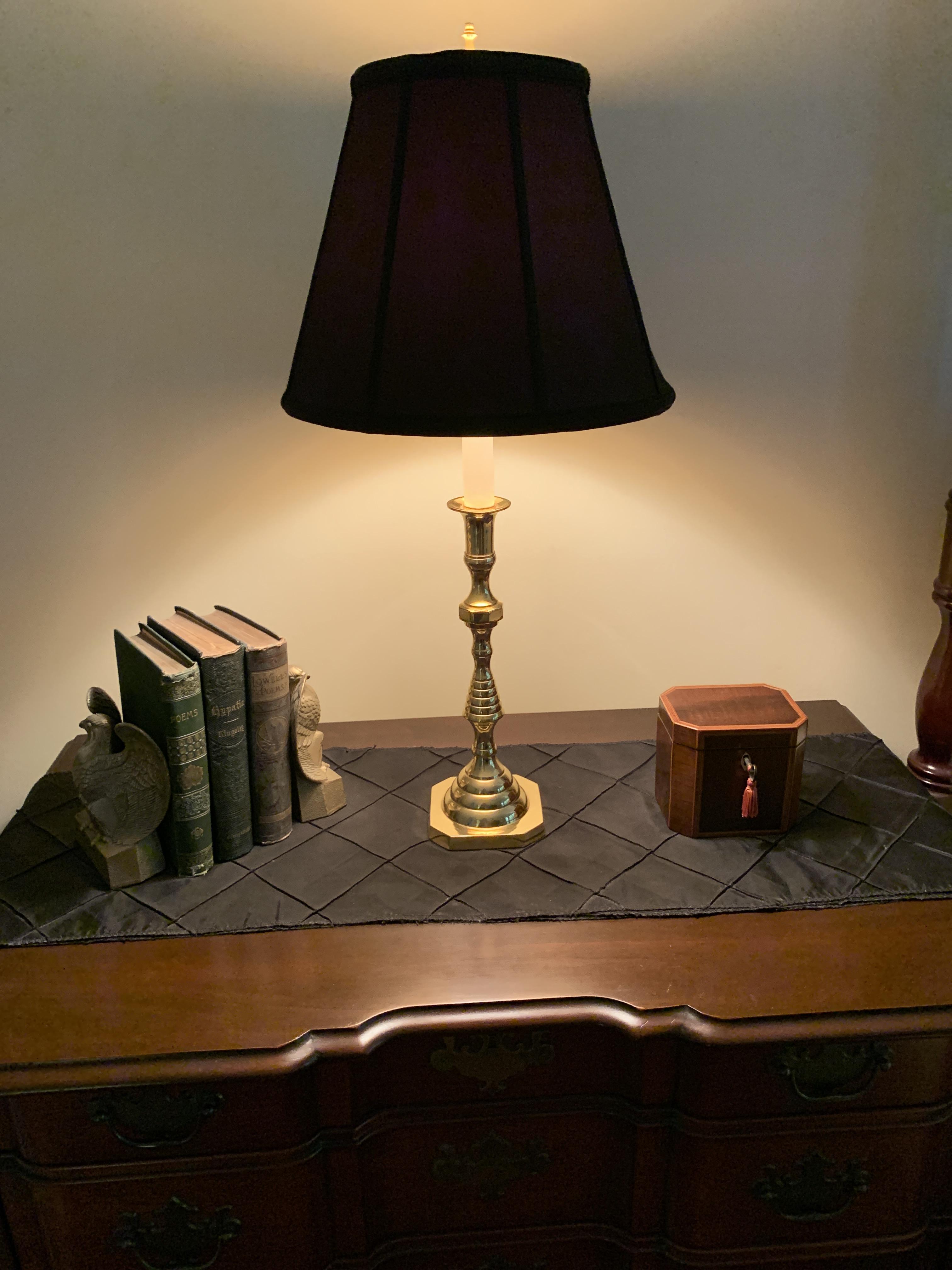 Brookwood Polished Brass Buffet Lamp with Black Shade