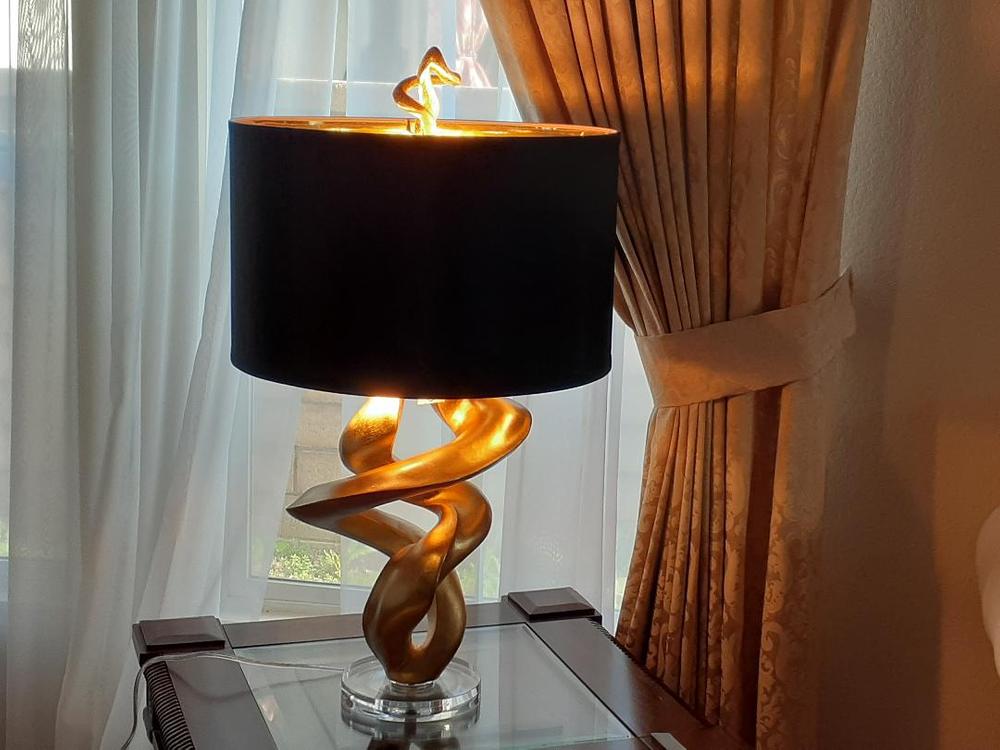 kathy ireland tribal impressions gold leaf table lamp