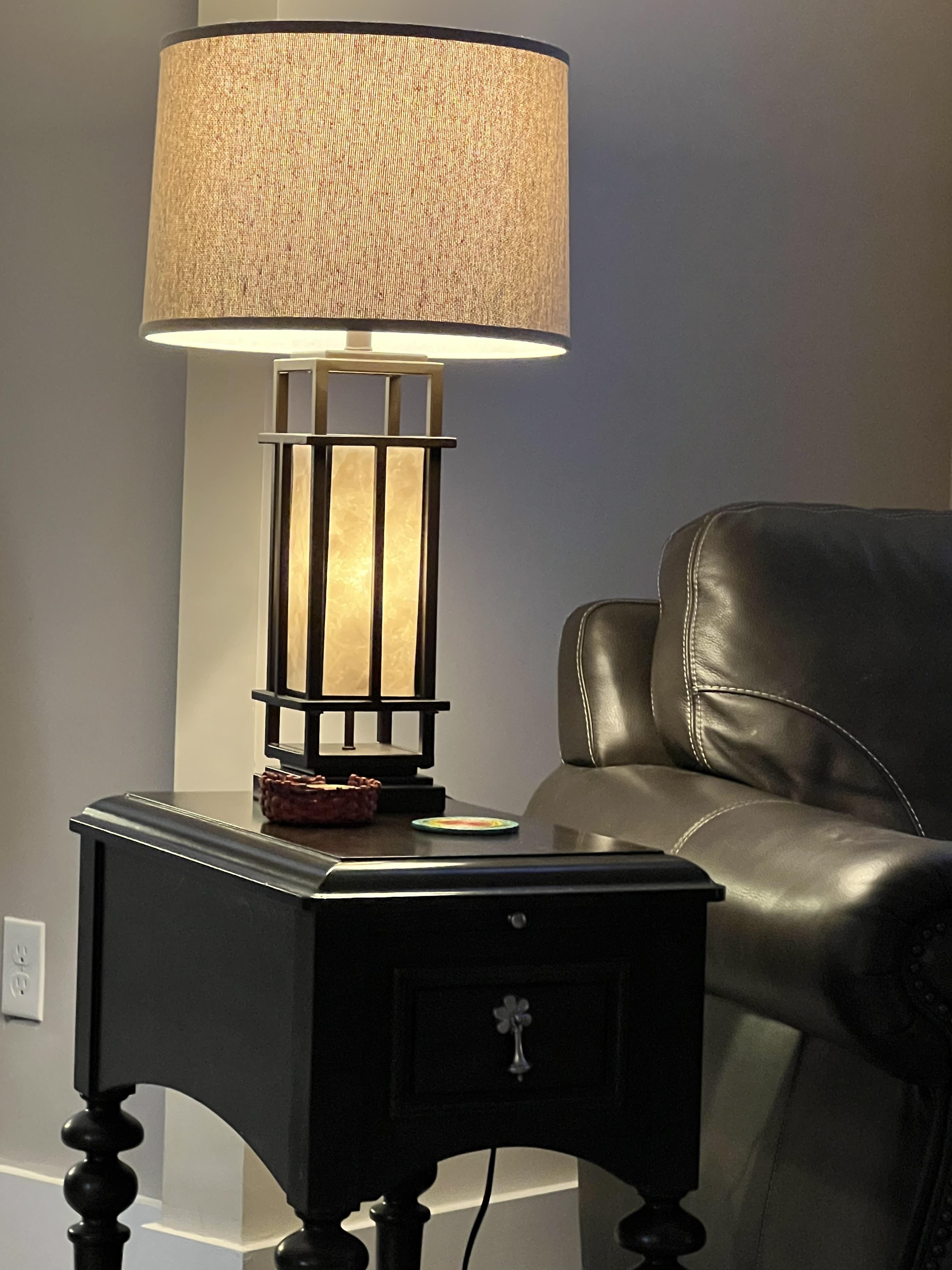 Franklin Iron Works Matthew Brown Metal Table Lamp with LED Night