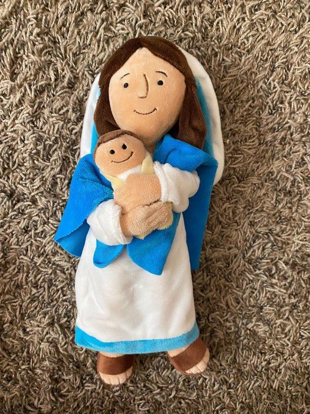 Mother Mary Holding Baby Jesus Stuffed Doll, 12.75