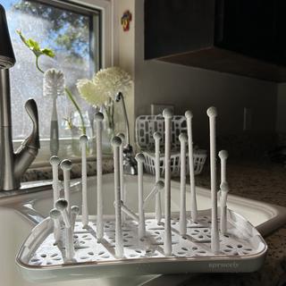 Sprucely Bottle Drying Rack in White/Sage