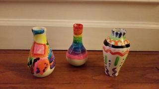 MindWare Paint Your Own Porcelain Vases & Bowls Kids Painting Kit Set of 2  - Porcelain Paint Kit with Art Supplies - Includes 3 Bowls, 3 Vases, 24