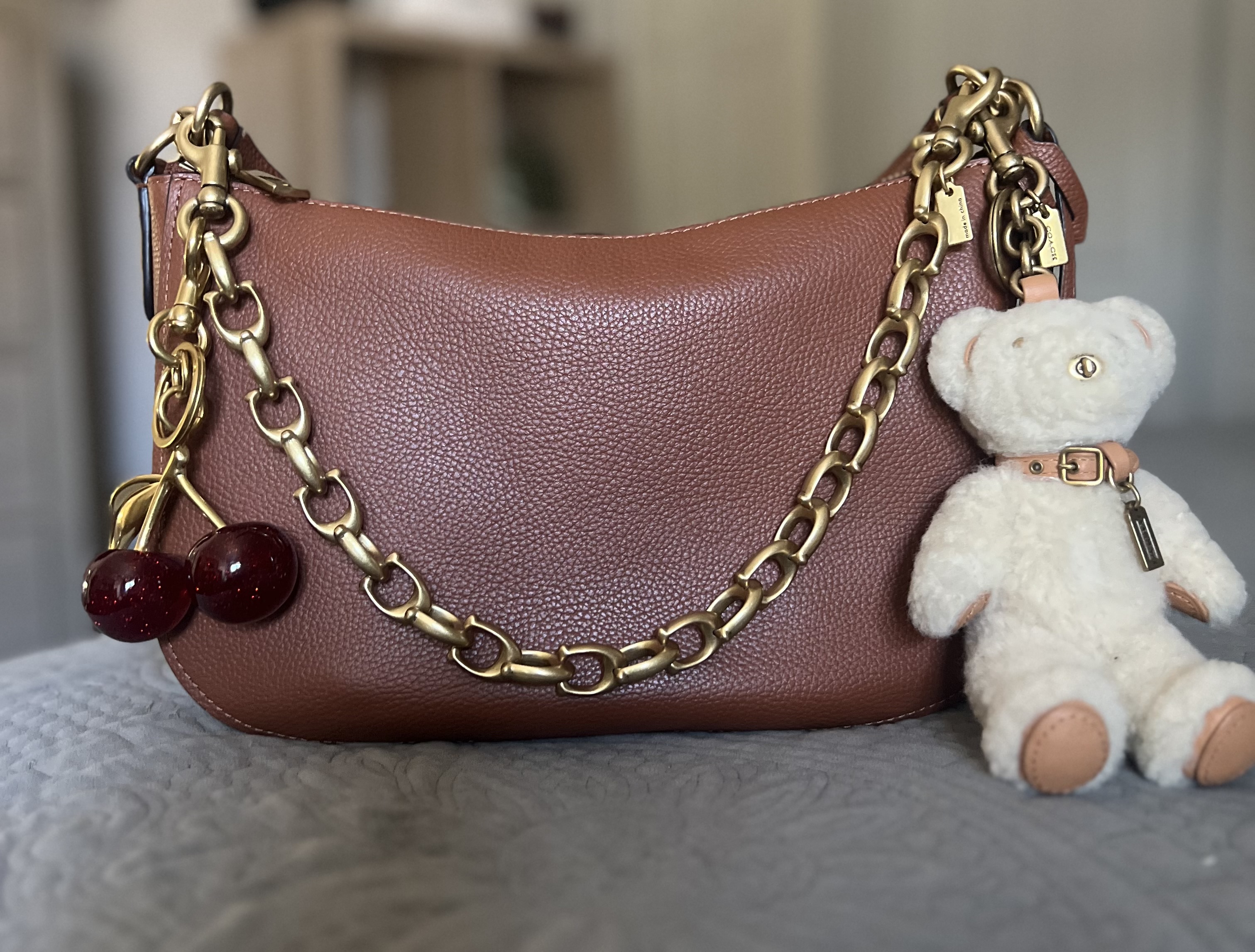 Coach purse with gold chain on sale