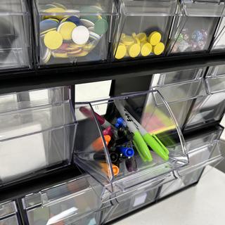 Deflect-O Tilt Bin Interlocking Compartment Storage, Black/Transparent  (20604OP), Staples