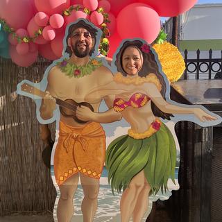 Hawaiian Couple Stand-in - Beach Party Lifesize Cardboard  Cutout/Standee/Standup - Includes 8x10 (20x25cm) Star Photo