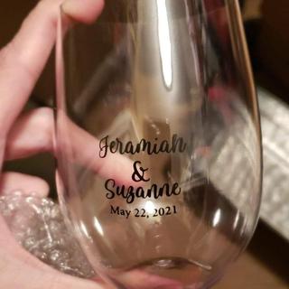 12 oz. Bulk 48 Ct. Personalized Last Name Stemless Reusable Plastic Wine  Glasses