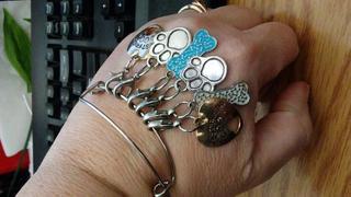 Inspiring Charms Expandable Silvertone Bangle Bracelets - 6 Pc.