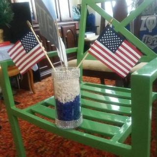 6 x 4 Small Cloth American Flags on Wooden Sticks - 12 Pc