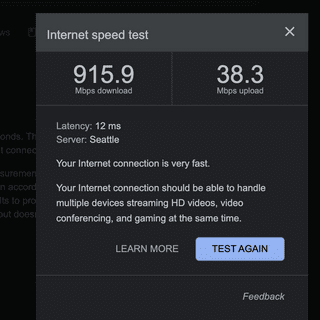 i pay for 35mb upload and 900mb download so the cable (50ft) works as expected.