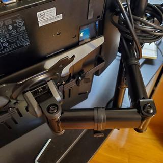 You will have to really crank down on the bolt that holds steady the tilt for each monitor mount.