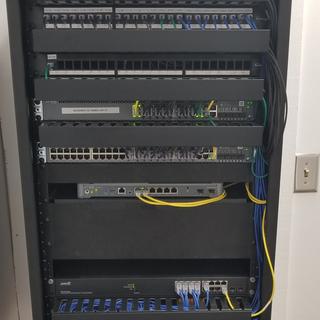 This is a fully completed small office rack, using 100% high density cabling throughout. Looks great