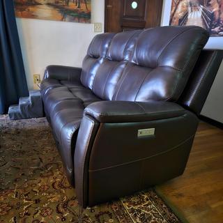 Barnett Leather Layflat Power Sofa w/ Power Headrest and Lumbar ...