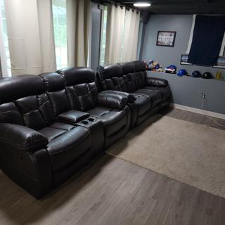 Garrett Reclining Sofa W/ Drop Down Table | Raymour & Flanigan