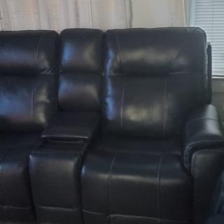 Barnett Leather Layflat Power Sofa w/ Power Headrest and Lumbar ...